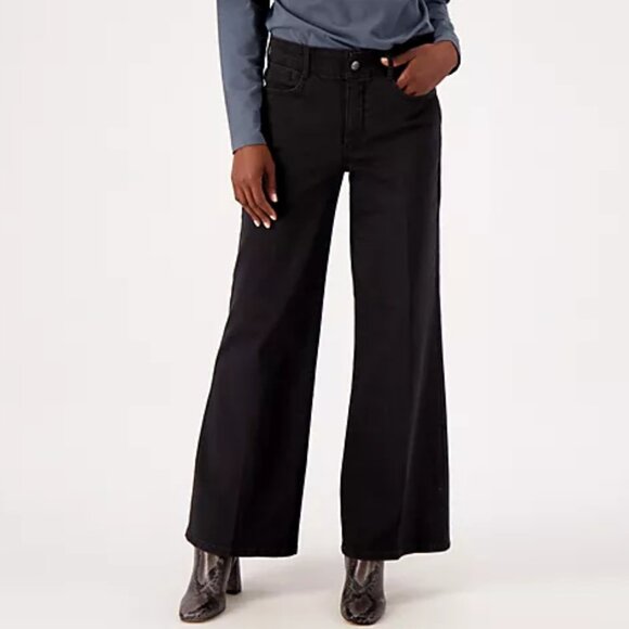 NWT NYDJ Waist Match High Rise Wide Leg Vintage Black Women Size Medium or 10/12 - Picture 1 of 13